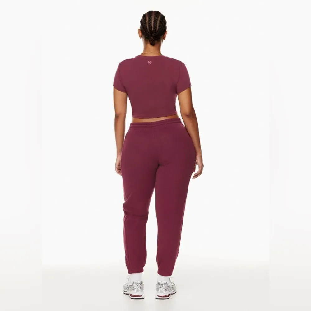 Tna NEW COZY FLEECE | PERFECT BOYFRIEND SWEATPANT | SPICED BURGUNDY